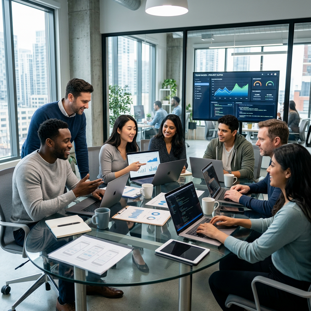 IT professionals collaborating